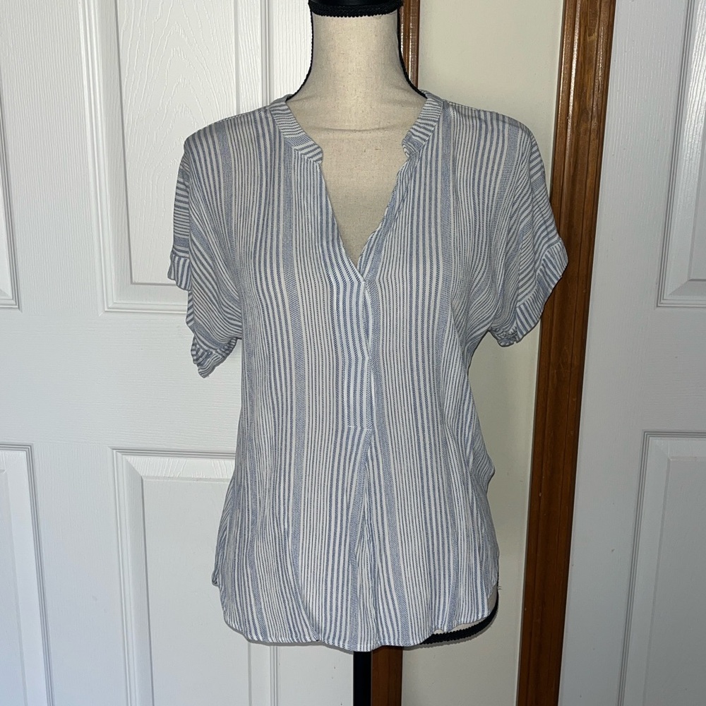 H&M Striped Short Sleeve Blouse